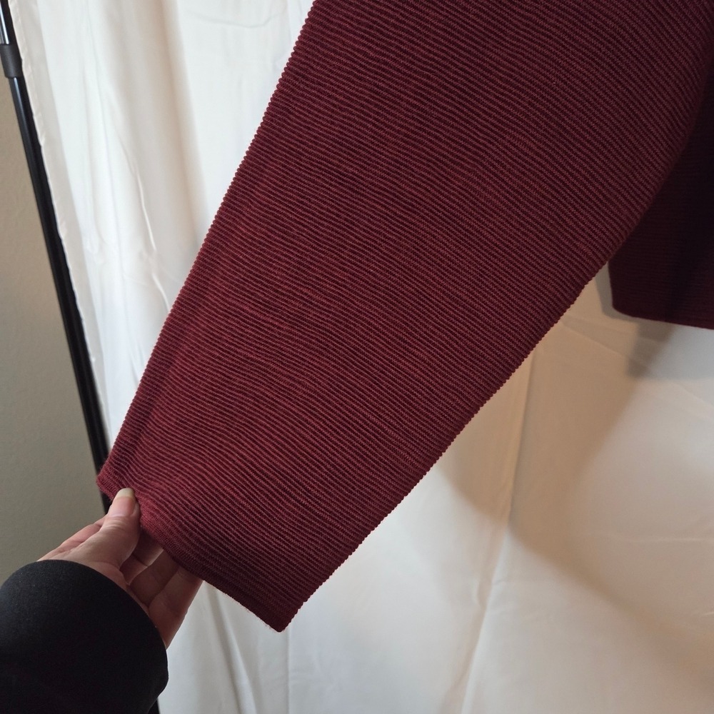 Talbots Women's Deep Red Button-Front Cropped Ribbed Cardigan Size XL - Picture 4 of 13